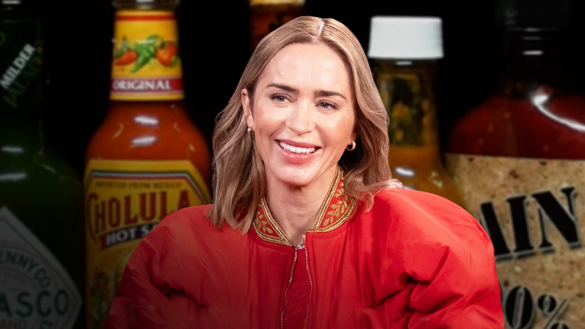 Emily Blunt Is Up to the Challenge While Eating Spicy Wings