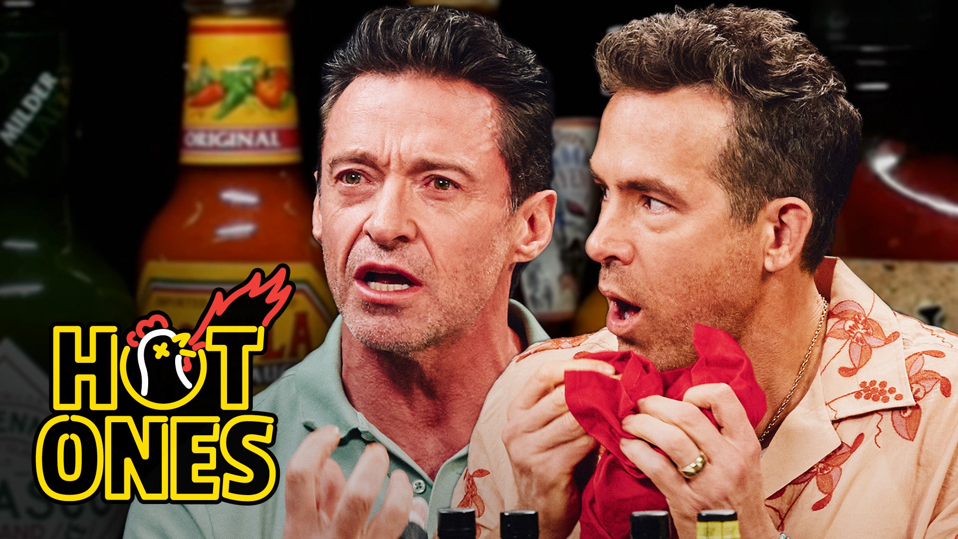 Ryan Reynolds and Hugh Jackman Go Claws Out While Eating Spicy Wings ...