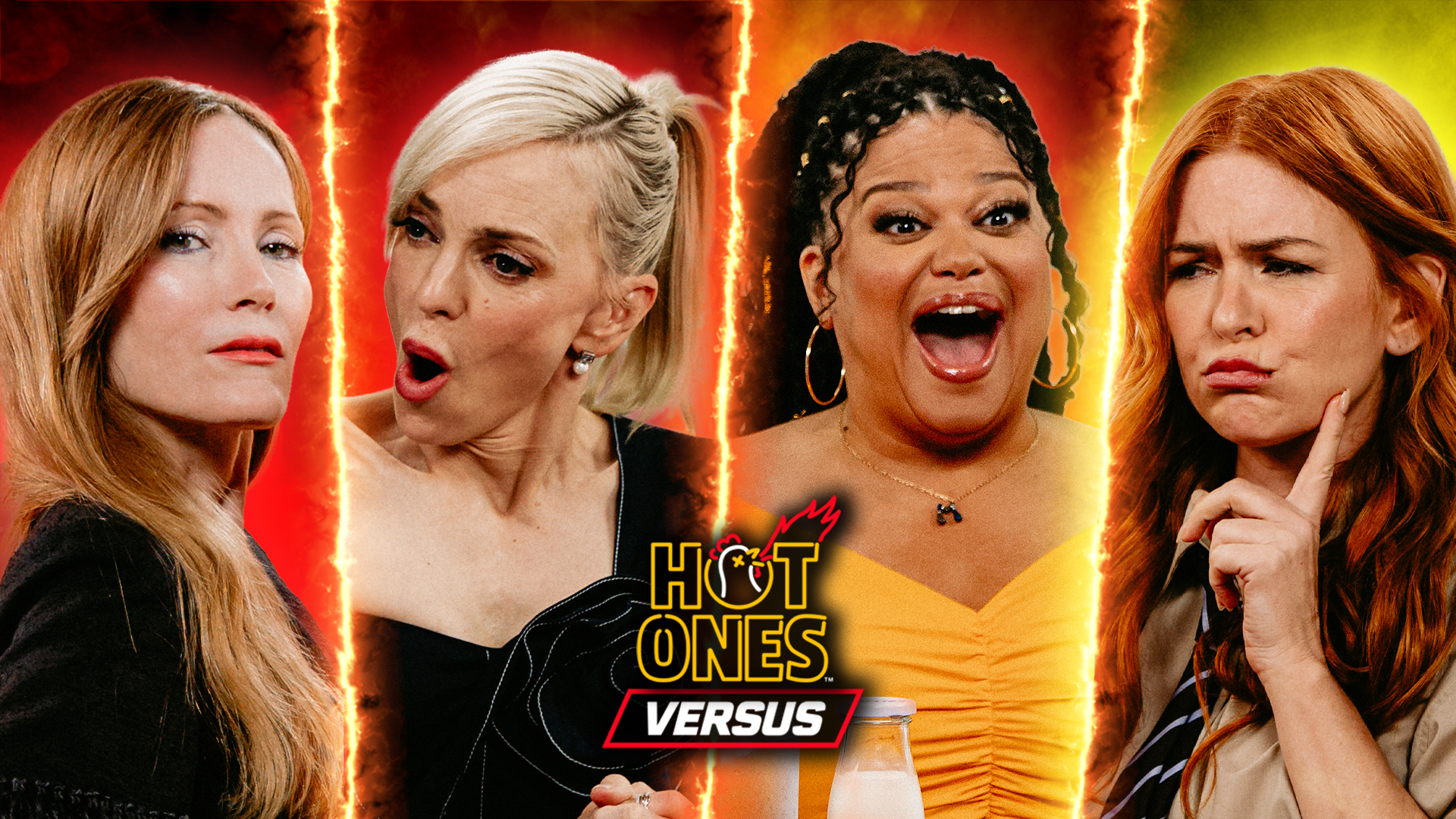 Leslie Mann vs. Anna Faris vs. Michelle Buteau vs. Isla Fisher | Hot Ones Versus