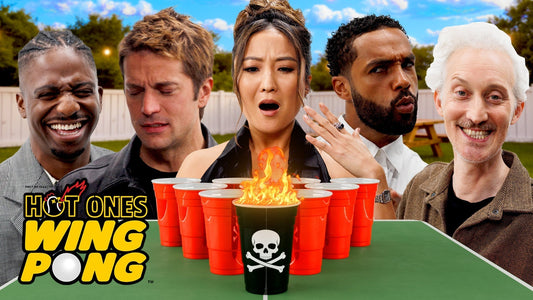 The 'Emily in Paris' Cast Plays Hot Ones Wing Pong
