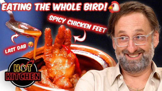 Eric Wareheim Eats EVERY Part of the Chicken (Hot Ones Style)