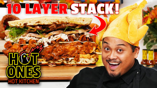 Hot Ones Thanksgiving Sandwich: 10 LOADED Layers of Leftovers